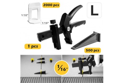 LEVELIZE KIT L 1/16": 2000 clips + 500 wedges + 1 FREE Installation tool