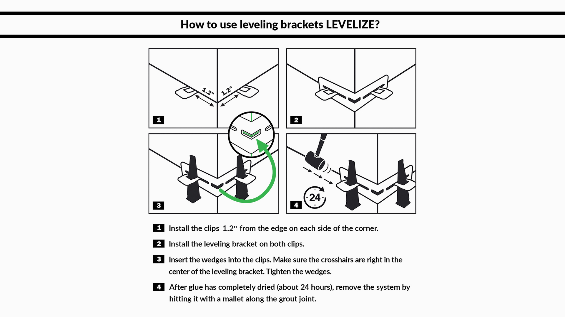 Leveling brackets for Tile leveling system LEVELIZE - 20 pcs